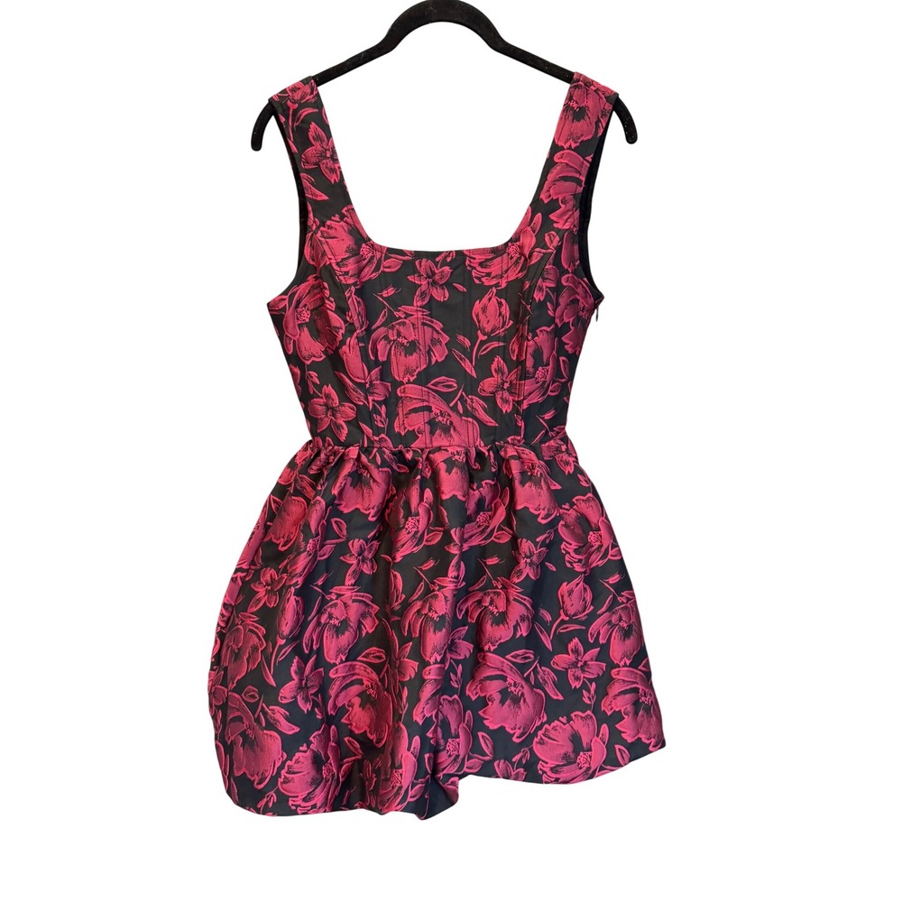 Lulus Magenta Pink Black Floral Brocade Mini Dress Corset Bodice XS Party Dress